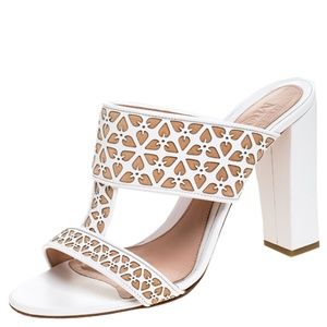 Alexander McQueen White/Beige Laser Cut Heels
